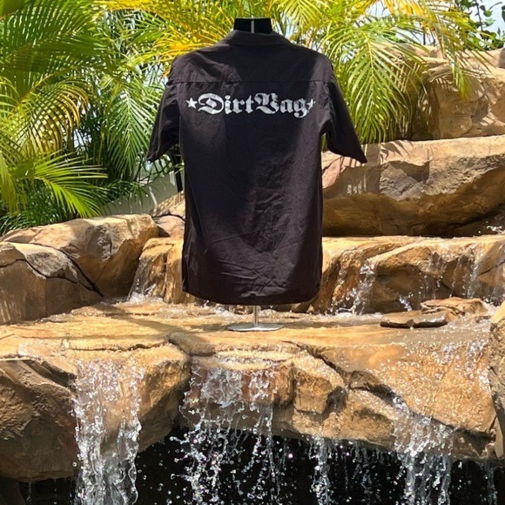 VTG Dirtbag Clothing Black Men's‎ XL Short Sleeve Shirt Graffiti Logo 2006 Y2K